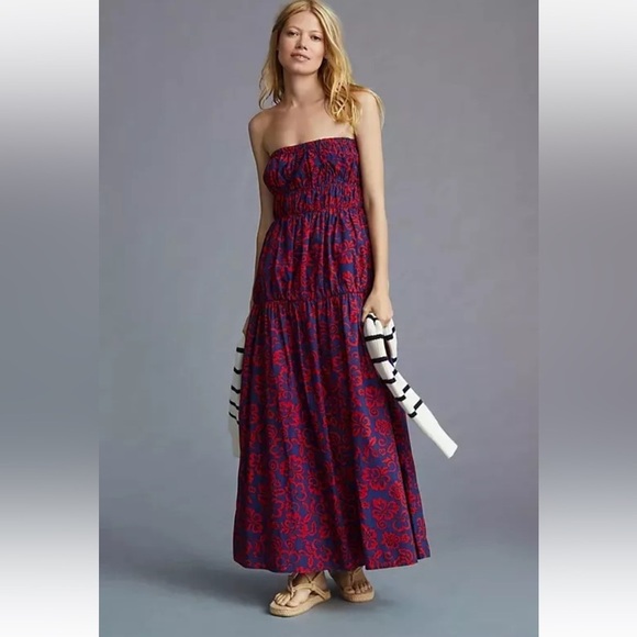 Sundry Anthropologie| 100% Cotton Aloha Floral Strapless Maxi Dress | - Picture 1 of 11